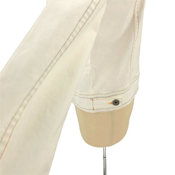 Clash Jeans Womens Jacket Large White Stretch Denim Long Sleeve Flap Pockets EUC - Picture 6 of 12